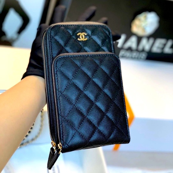 Handbags - Chanel Black Quilted Caviar cell phone bag